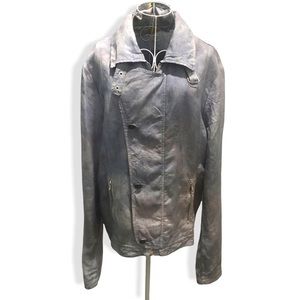 The People of the Labyrinths Tie Dye Denim Look Linen Jacket